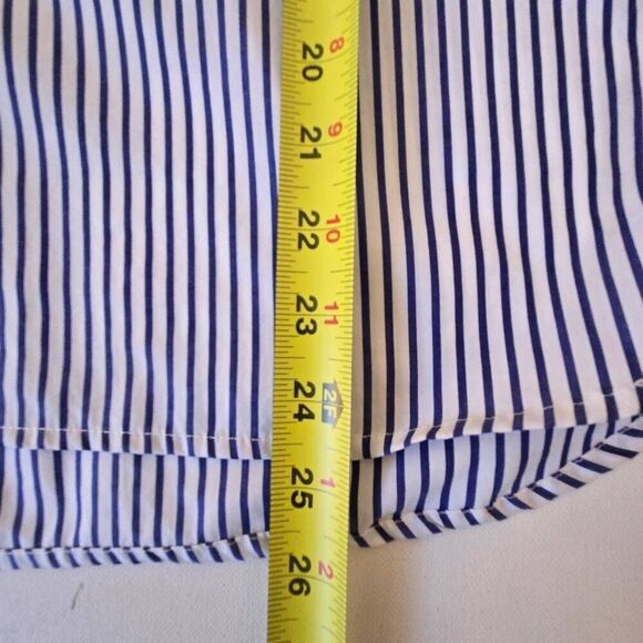 Cortland Park Womens Striped 1/4 Button Long Sleeve Shirt Blue White Size Medium - Picture 9 of 11